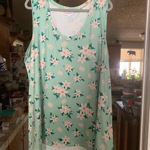 LuLaRoe Kristina Mint Floral Sleeveless Tank Swing Tunic 2XL